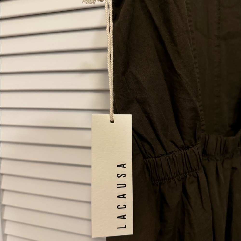 LACAUSA Olive Green Wide-Leg Sleeveless Jumpsuit - Picture 4 of 8